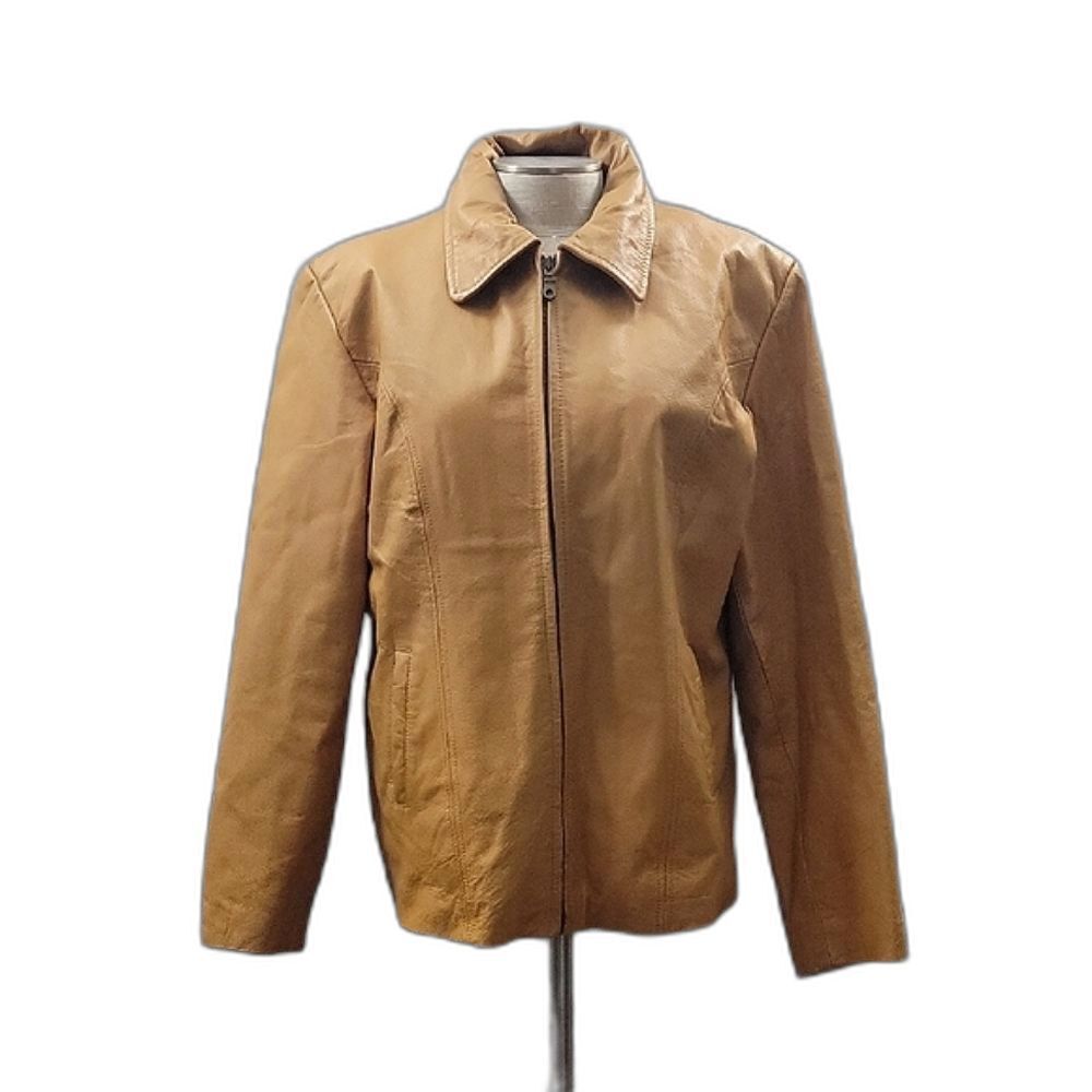 Tanner's Avenue  VTG Genuine Leather Jacket - Women's 3XL Tan Fleece Lined Moto